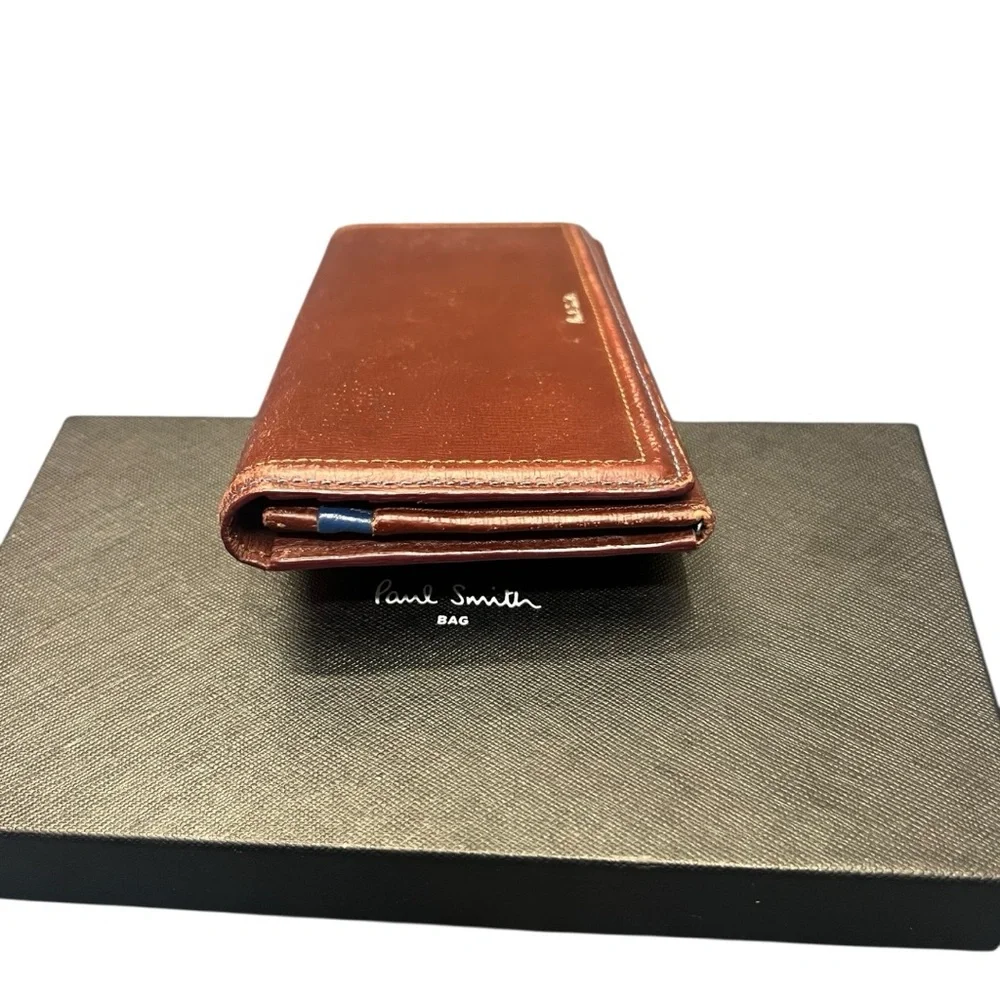 Paul Smith Mens Metallic Copper Textured Leather‎ Long Flap Wallet Made in Italy